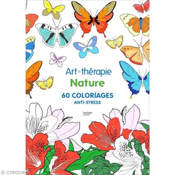 Carnet coloriage adulte anti-stress - Nature - 14,7 x 21 cm - 60 coloriages - Photo n°1