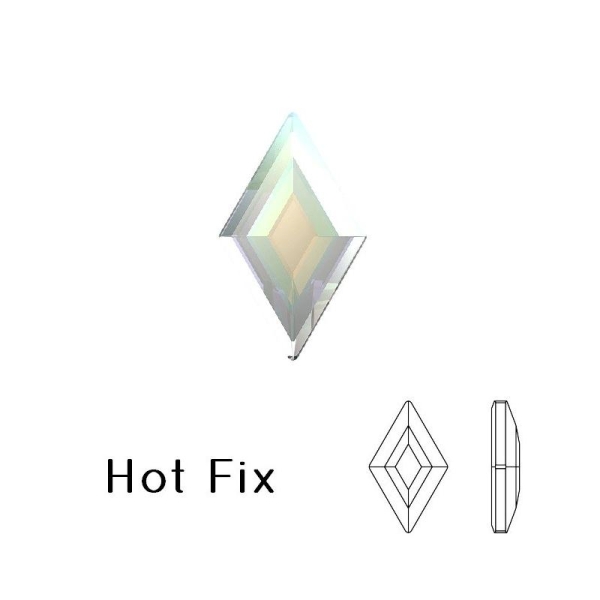 2773 Swarovski Hot Fix Flat Back Diamand Shape Rhinestones Crystal Ab 5X3Mm (10) - Photo n°1