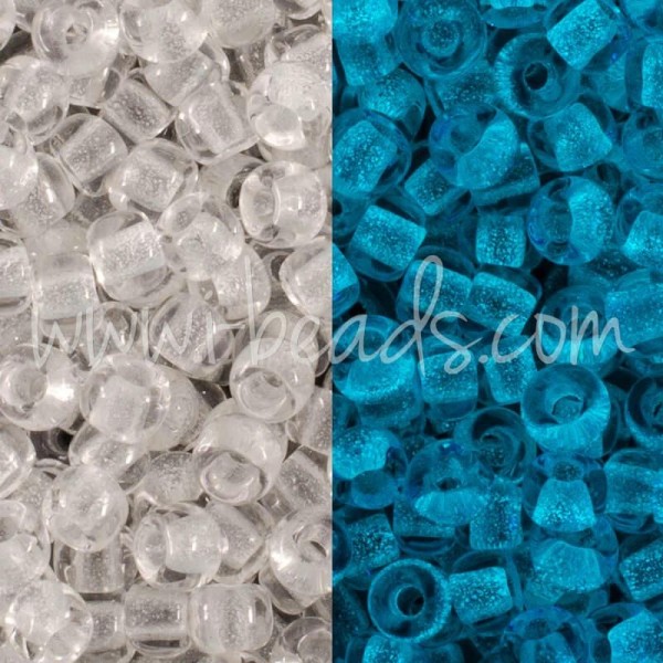 Cc2711 - Perles De Rocaille Toho 11/0 Glow In The Dark Crystal/Bright Blue (10G) - Photo n°1