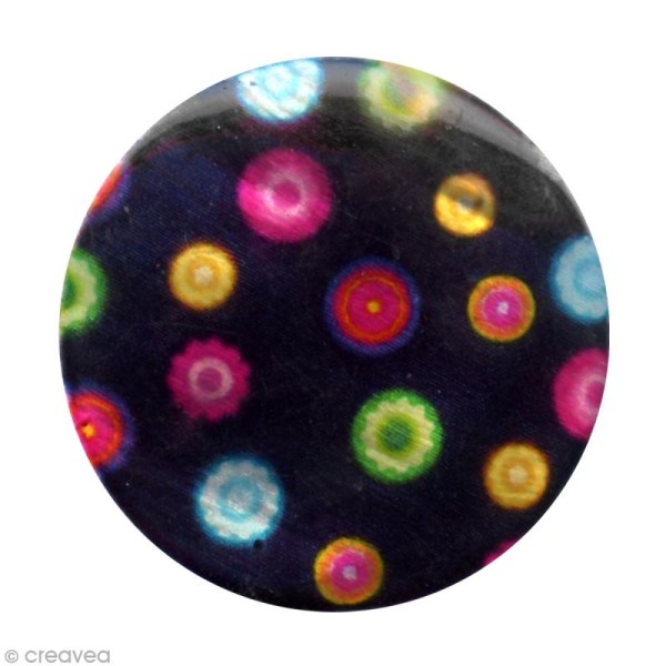 Cabochon nacré 16 mm - Pois multicolores - 6 pcs - Photo n°1