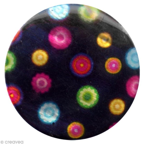 Cabochon nacré 24 mm - Pois multicolores - 4 pcs - Photo n°1