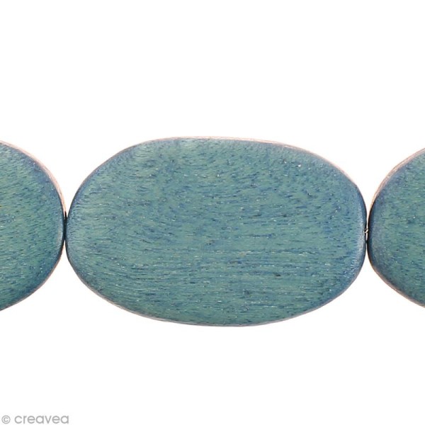 Perles plates en bois Bleu nattier - 17 x 13 mm - 25 pcs - Photo n°2