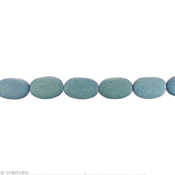 Perles plates en bois Bleu nattier - 17 x 13 mm - 25 pcs - Photo n°1
