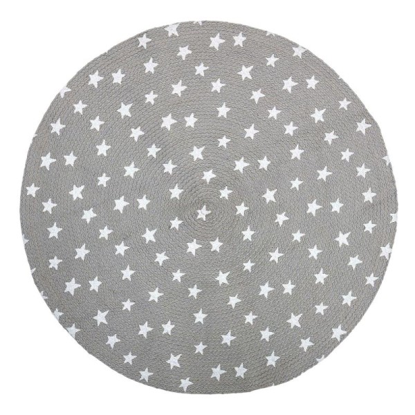 Tapis rond gris à étoiles Ø100cm - Photo n°1