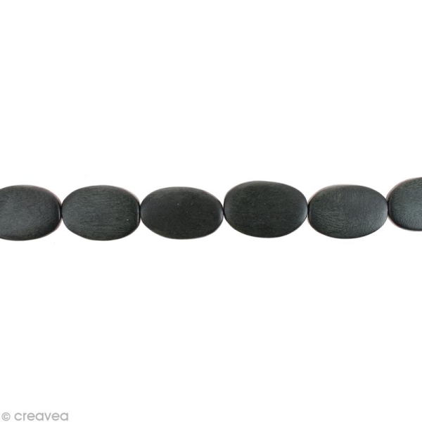 Perles plates en bois Gris anthracite - 17 x 13 mm - 25 pcs - Photo n°1