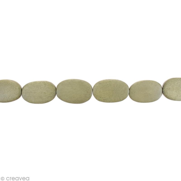 Perles plates en bois Gris perle - 17 x 13 mm - 25 pcs - Photo n°1