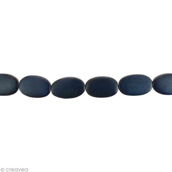 Perles plates en bois Bleu marine - 17 x 13 mm - 25 pcs - Photo n°1