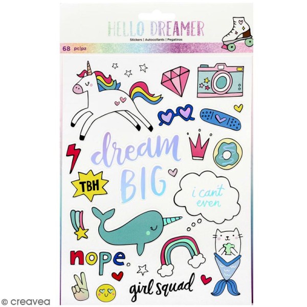 Stickers Hello Dreamer - détail foil - 68 pcs - Photo n°1