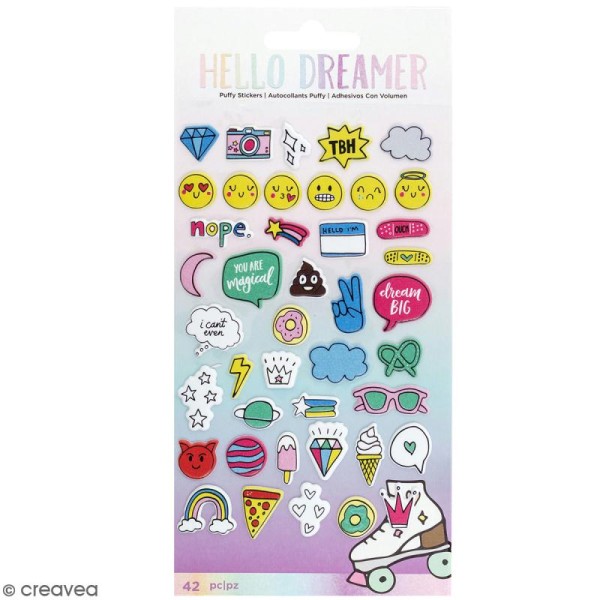 Stickers puffies Hello Dreamer - 42 pcs - Photo n°1