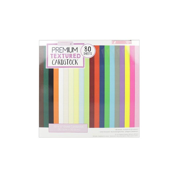 Maxi lot 80 papier texturisé cardstock Dovecraft 4x20 couleurs texture lin 30 cm - Photo n°1