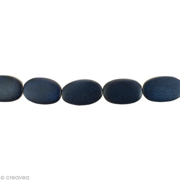 Perles plates en bois Bleu marine - 28 x 20 mm - 15 pcs - Photo n°1