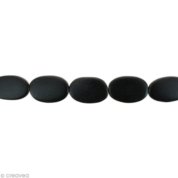 Perles plates en bois Noir - 28 x 20 mm - 15 pcs - Photo n°1