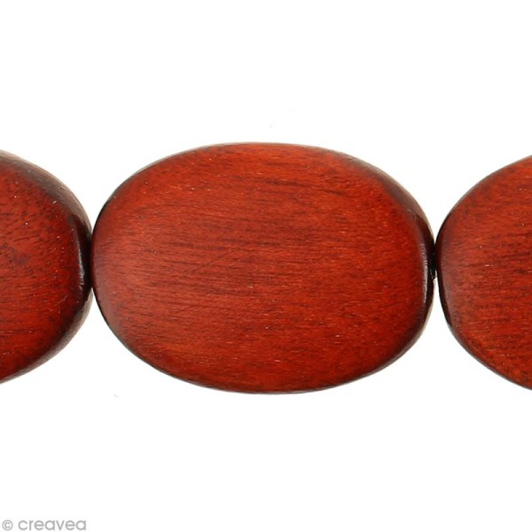 Perles plates en bois Rouge - 28 x 20 mm - 15 pcs - Photo n°2