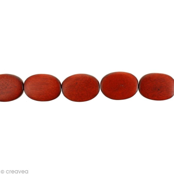 Perles plates en bois Rouge - 28 x 20 mm - 15 pcs - Photo n°1