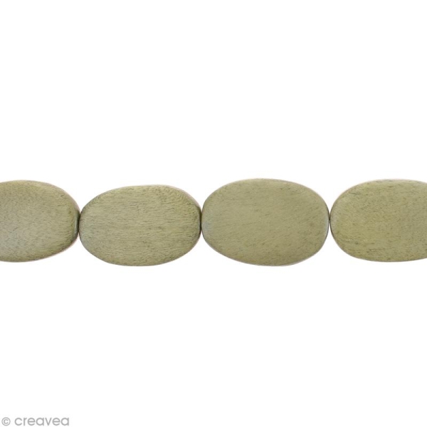 Perles plates en bois Gris perle - 37 x 25 mm - 11 pcs - Photo n°1