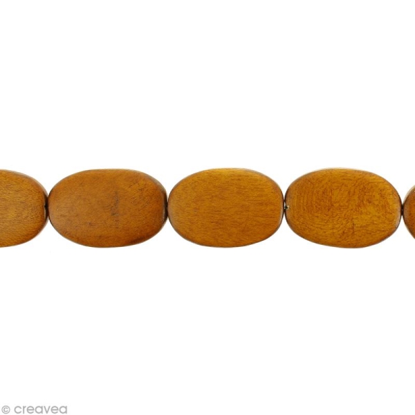 Perles plates en bois Jaune moutarde - 37 x 25 mm - 11 pcs - Photo n°1