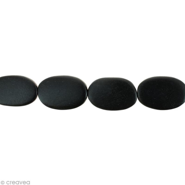 Perles plates en bois Noir - 37 x 25 mm - 11 pcs - Photo n°1