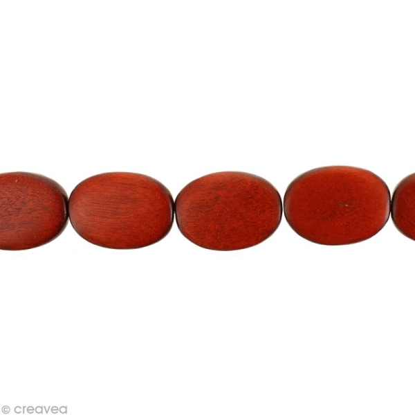 Perles plates en bois Rouge - 37 x 25 mm - Photo n°1