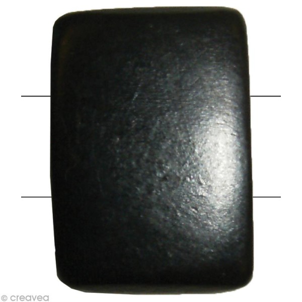 Perles rectangle en bois Noir à 2 trous - 30 x 20 mm - 12 pcs - Photo n°2
