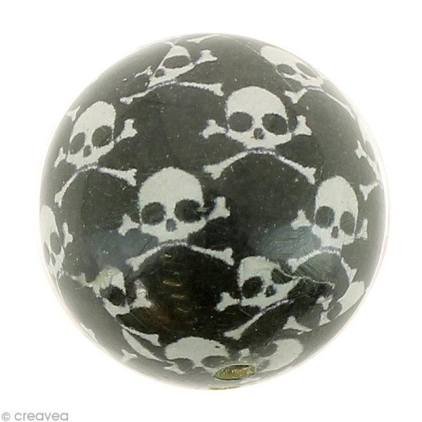 Perle boule 22 mm - Tête de mort - 6 pcs - Photo n°1