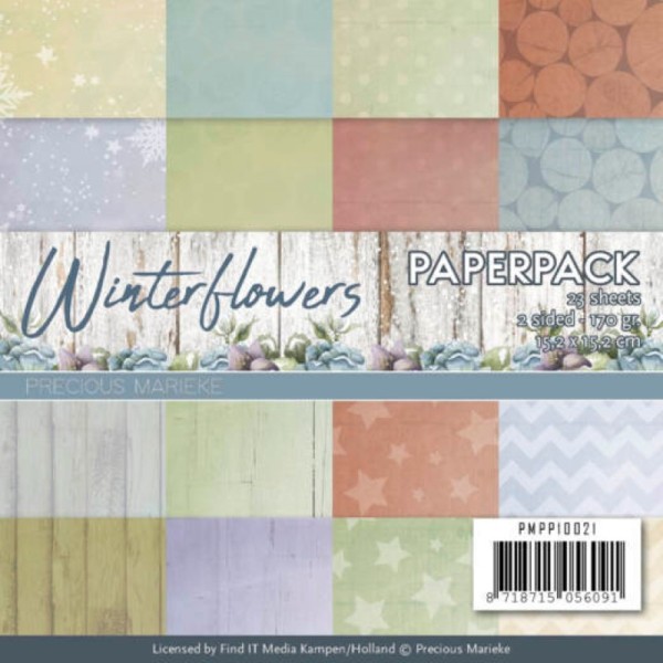 Bloc de papier - precious marieke - Winter flowers 15.2 x 15.2 cm - Photo n°1