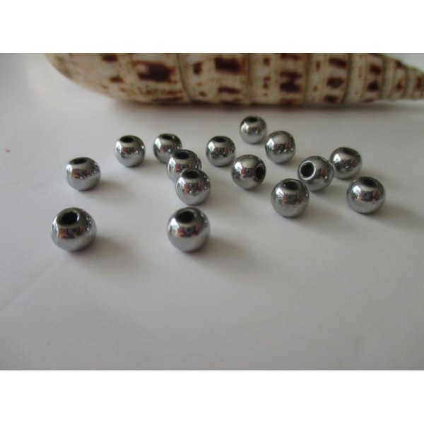 Lot de 45 perles hématites argentées d'environ 5 mm - Photo n°1