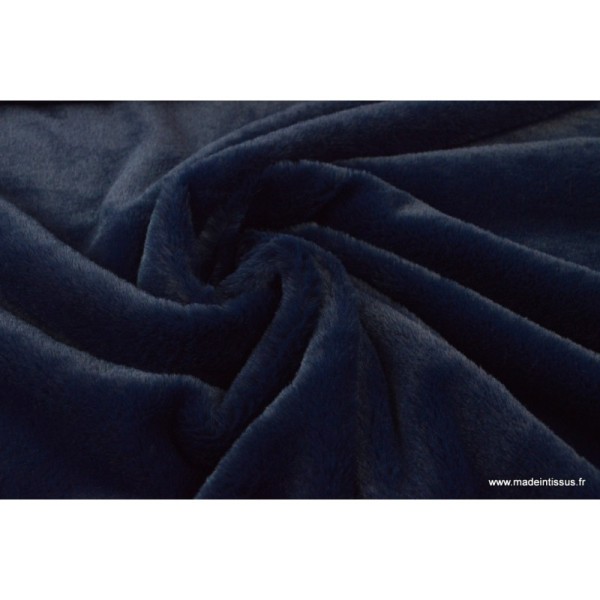 Tissu doudou FAUSSE FOURRURE Bleu marine - Photo n°1