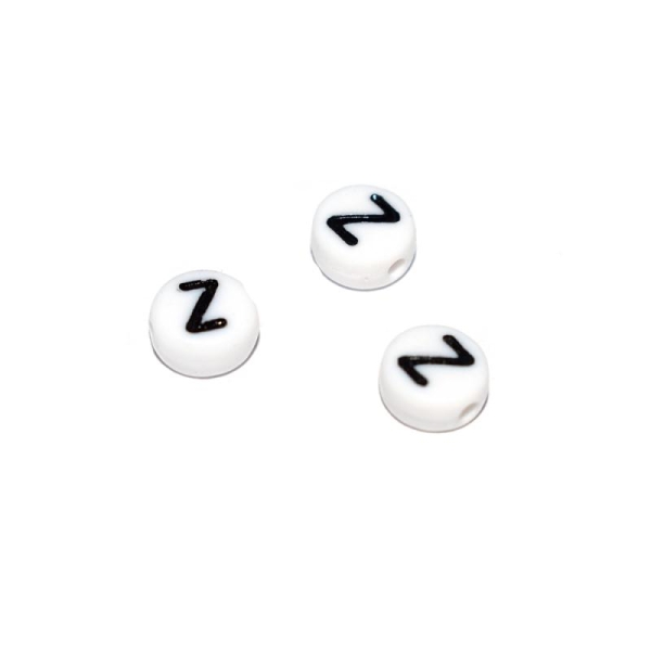 Perle ronde alphabet lettre Z acrylique blanc 7 mm - Photo n°1