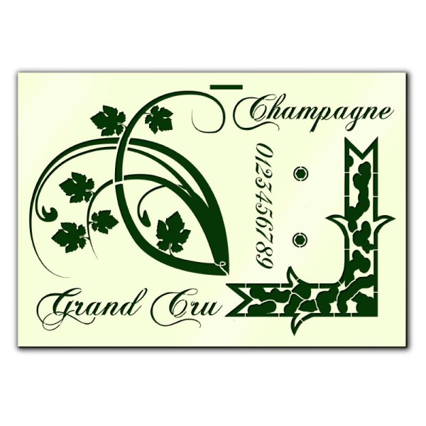 POCHOIR MYLAR  Format A4 (21*29.7cm) Grand cru de Champagne - Photo n°1