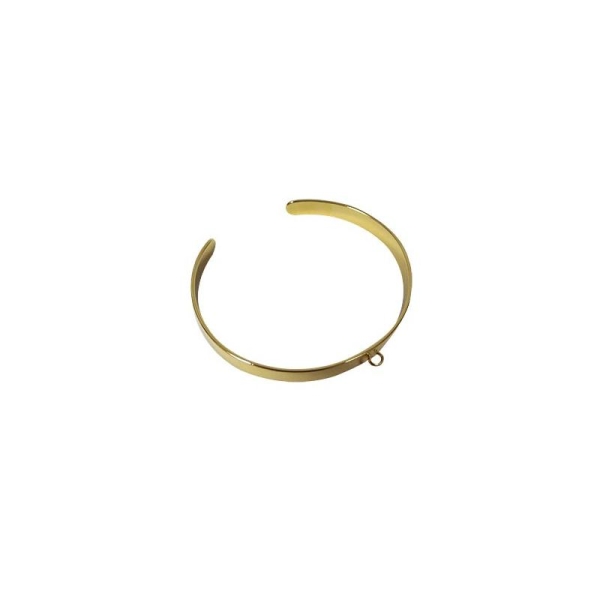 Bracelet mince doré ajustable avec anneau - Photo n°1