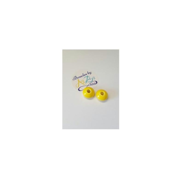 Perles jaunes, rondes en céramique 15mm x2 - Photo n°1