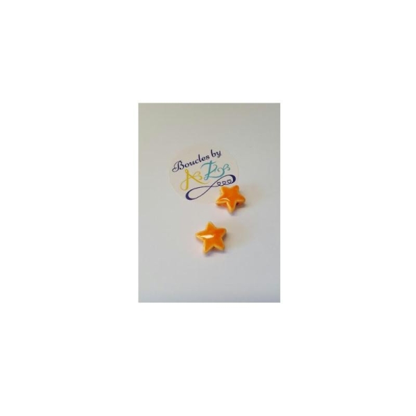 Perles étoiles oranges en céramique 15mm x2 - Photo n°1
