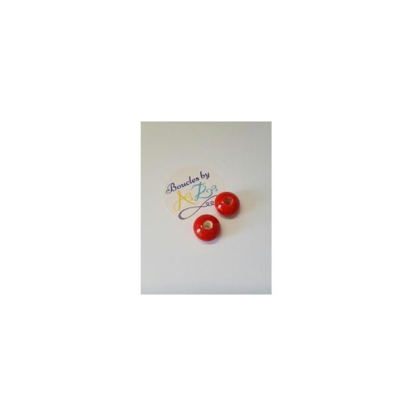 Perles rondes rouges en céramique 15mm x2 - Photo n°1
