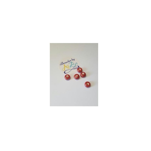 Perles rouges en céramique 9*4mm x5 - Photo n°1