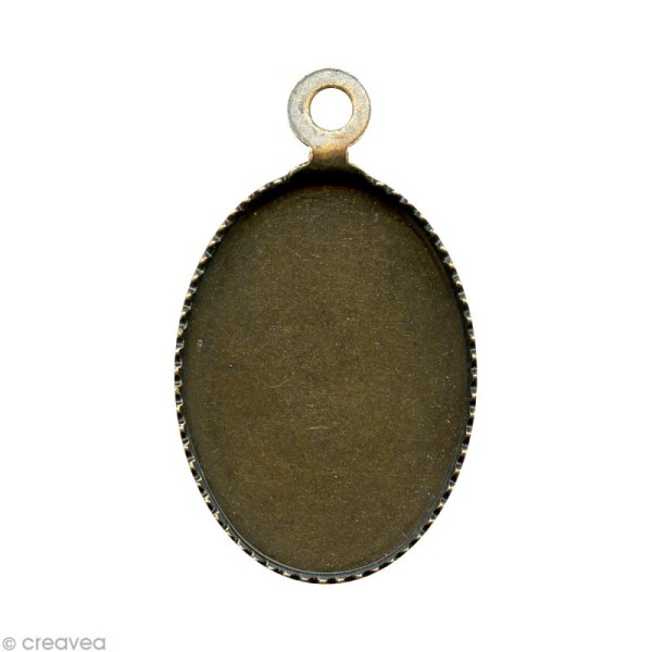 Support pendentif plateau ovale pour cabochon 13 x 18 mm - bronze - Photo n°1