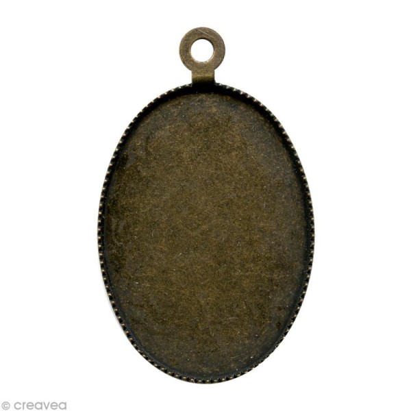 Support pendentif plateau ovale pour cabochon 18 x 25 mm - bronze - Photo n°1
