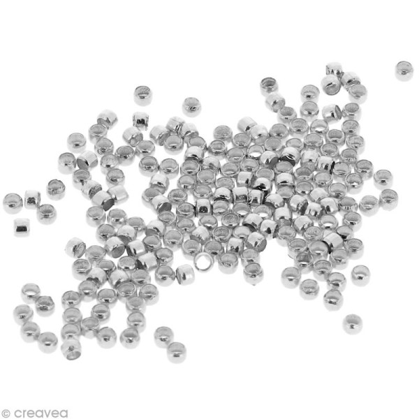 Perles à écraser 2 mm - Argenté - 200 pcs - Photo n°1