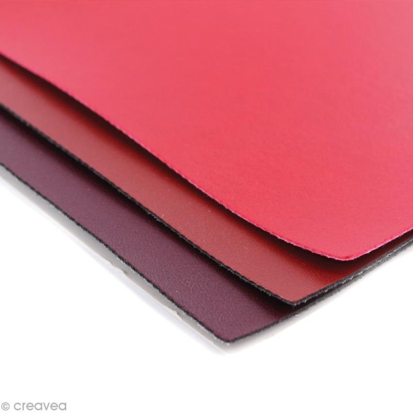 Coupons de simili-cuir - Assortiment Rouge - 16 x 20 cm - 3 pcs - Photo n°2
