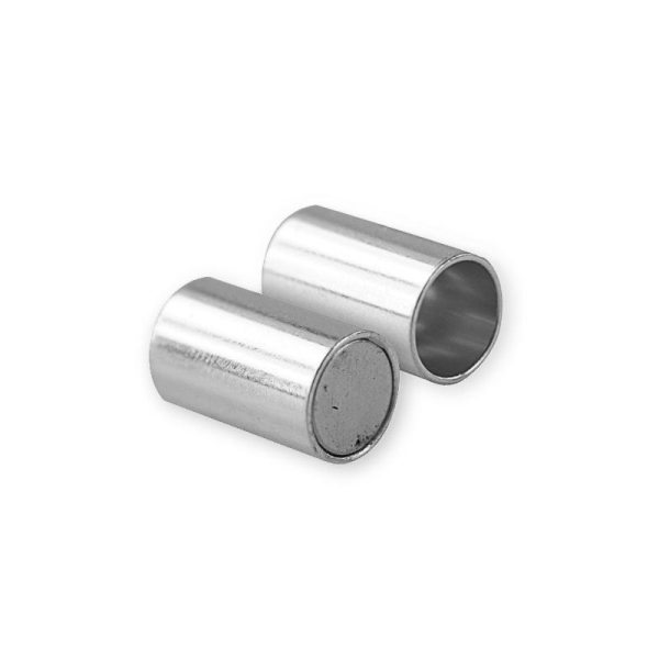 Fermoir magnétique tube plaqué argent 6x20mm (1) - Photo n°1