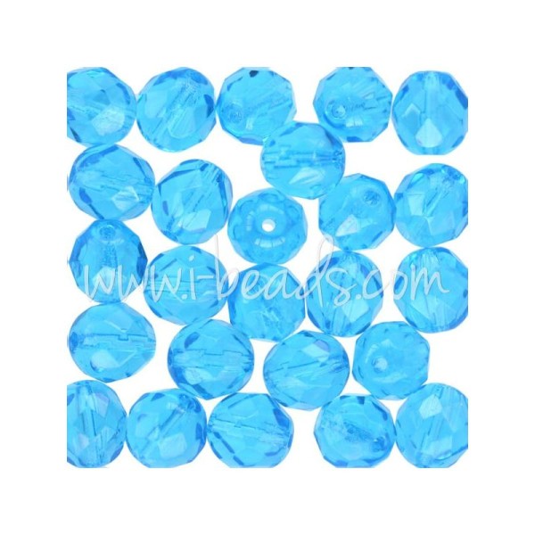 Perles facettes de bohÃ¨me aquamarine 8mm (25) - Photo n°1