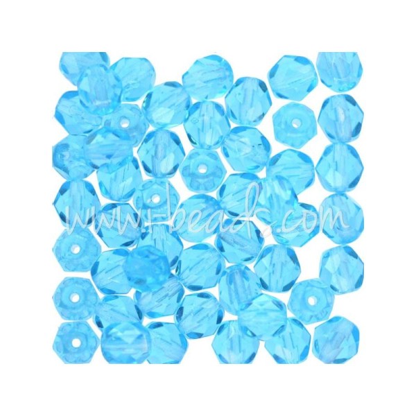 Perles facettes de bohÃ¨me aquamarine 6mm (50) - Photo n°1