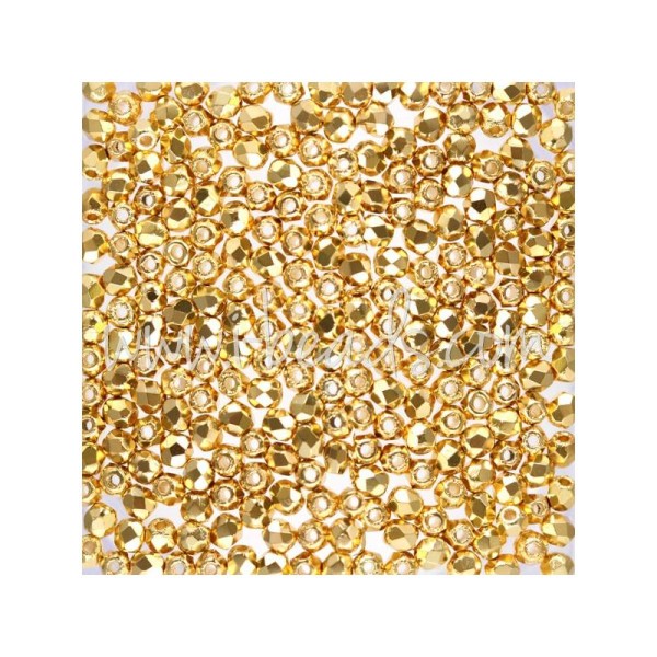 Perles facettes de boheme gold plated 24K 2mm (50) - Photo n°1