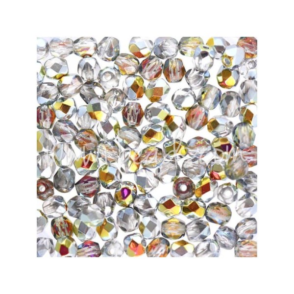 Perles facettes de boheme silver crystal ab 4mm (100) - Photo n°1
