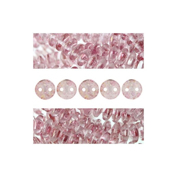 Perles 2 trous CzechMates lentil luster transparent topaz pink 6mm (50) - Photo n°1