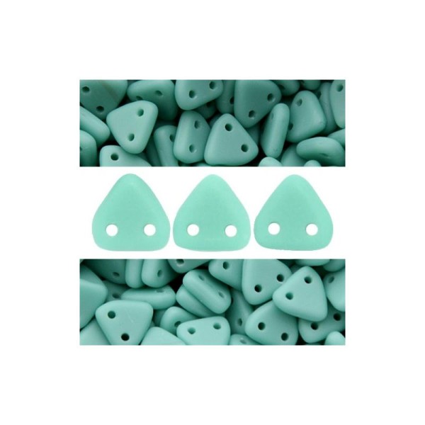 Perles 2 trous CzechMates triangle matte turquoise 6mm (10g) - Photo n°1