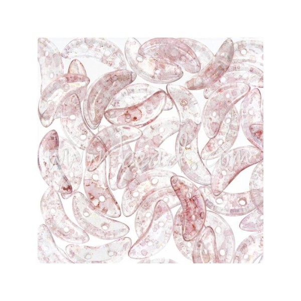 Perles 2 trous CzechMates Crescent 3x10mm luster transparent topaz pink (5g) - Photo n°1