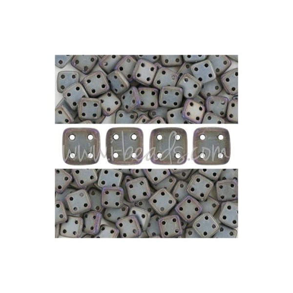 Perles 4 trous CzechMates QuadraTile 6mm Matte Iris Brown (10g) - Photo n°1