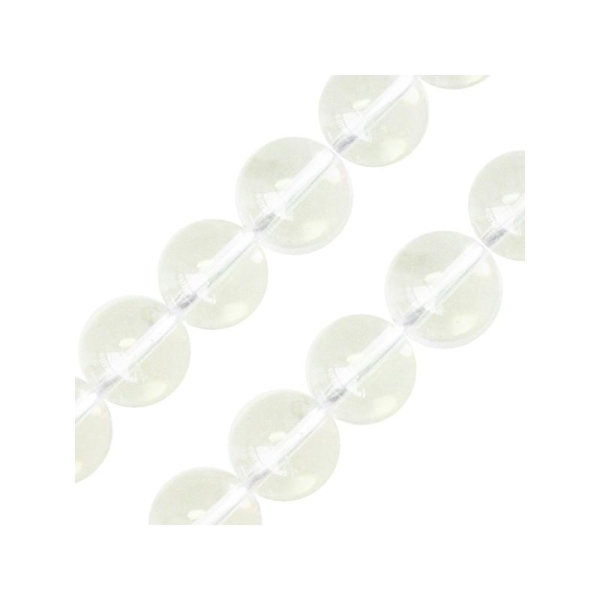 Perles rondes cristal de quartz 12mm sur fil (1) - Photo n°1