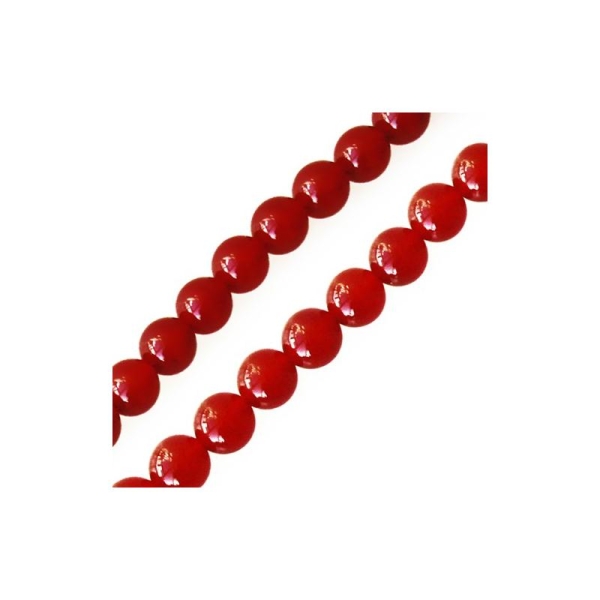 Perles rondes agate rouge 6mm sur fil (1) - Photo n°1