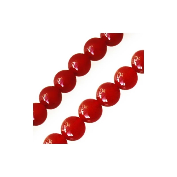Perles rondes agate rouge 10mm sur fil (1) - Photo n°1